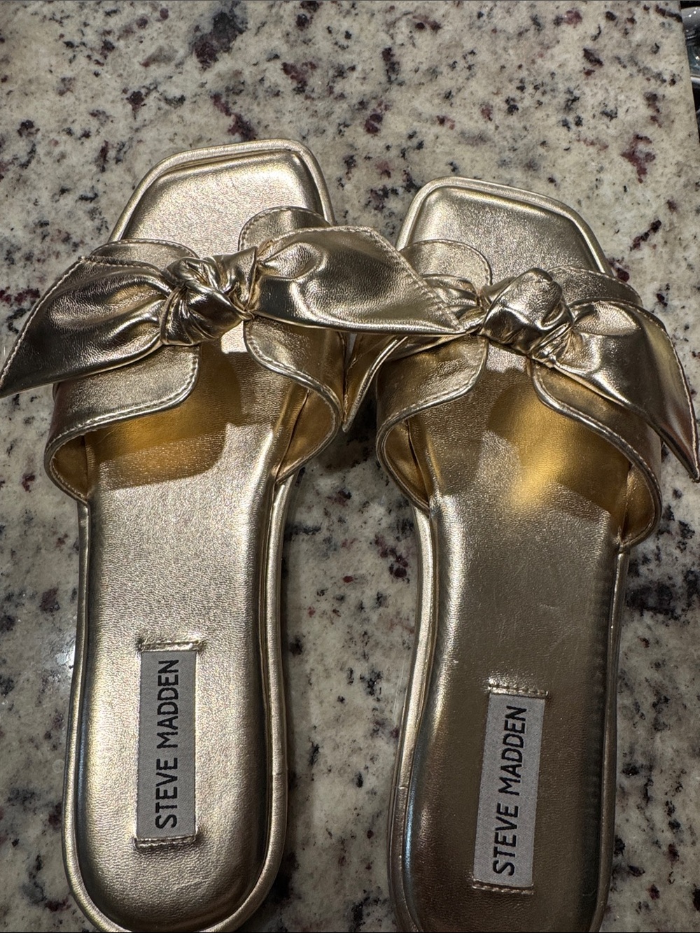 Steve Madden Metallic Gold Knotted Slide Sandals
